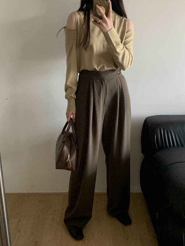 【ON LINE】Hanging high waist all-match slim wide-leg trousers 7202# JHY