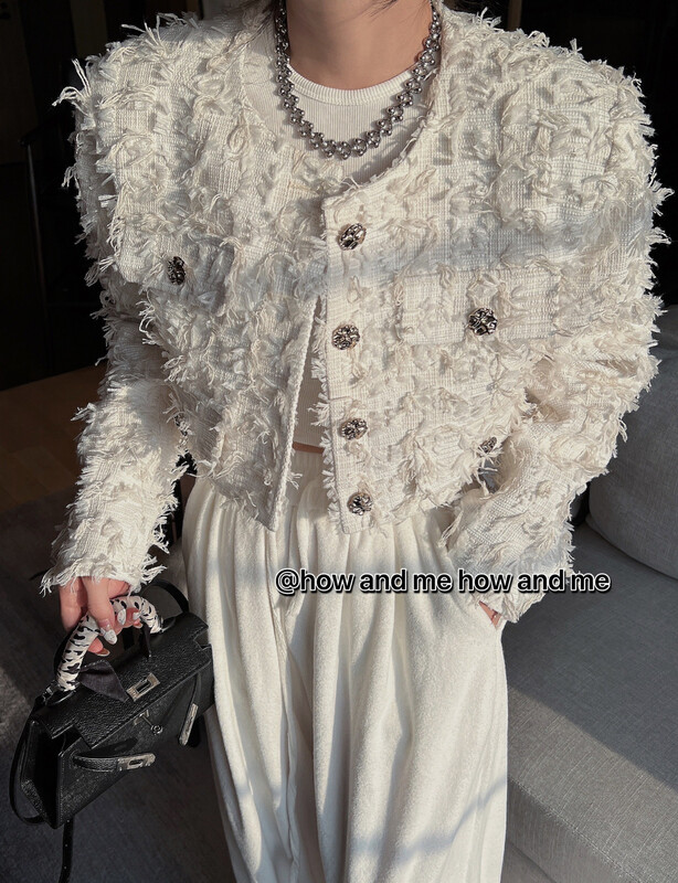 Original price 184.99! 【 HOW AND ME Cheng Xi 】Korean version of the little woman fringed flower edge small fragrance coat short coat 5151