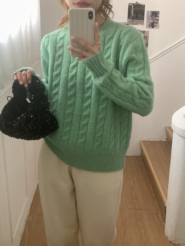 【LOVELY/SHMILY】Korean soft and soft twist all-match sweater sweater M0927