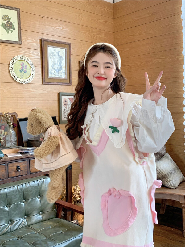 [Timely Rain] Hanfeng ins sweet heavy industry three-dimensional shirt (with flowers) (only selling shirts) R0986# WPL
