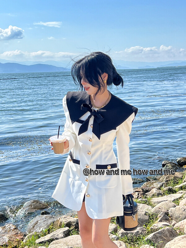 Original price 178.99! 【 HOW AND ME Cheng Xi】Contrast color shawl pleated dress YS1-5023# LSL