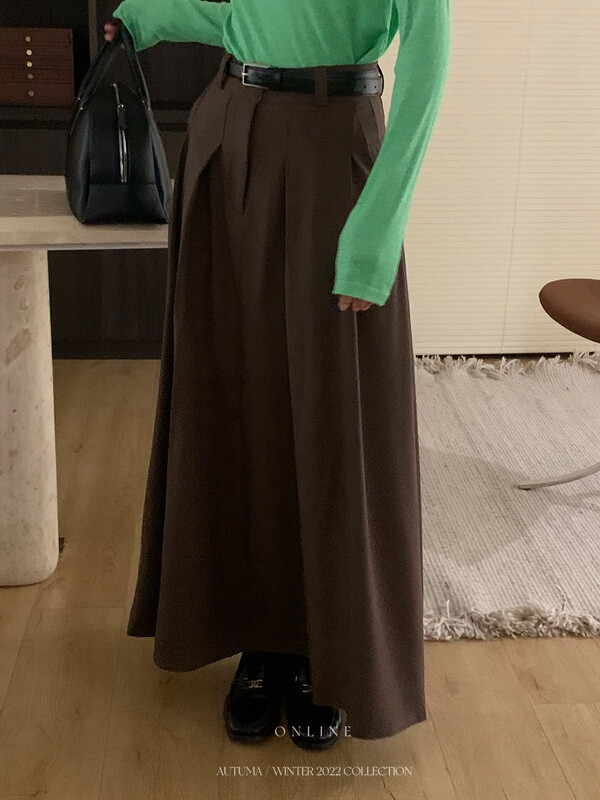 【ON LINE】Korean standard Korean version high waist slimming retro folded A-line all-match umbrella skirt skirt 7220