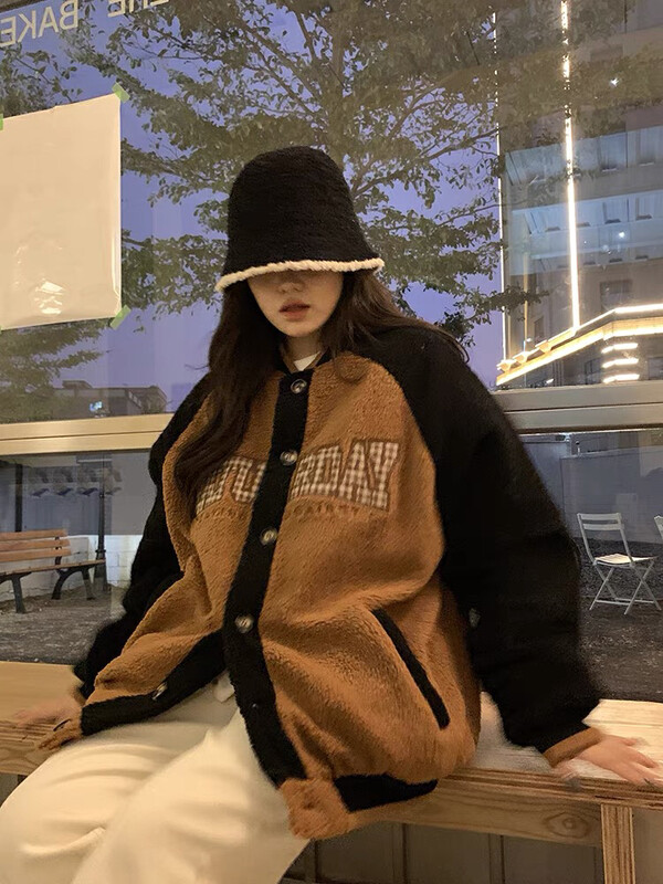 【LAB EEDA】Baseball uniform stitching letters street loose warm cotton jacket M376# OZQ