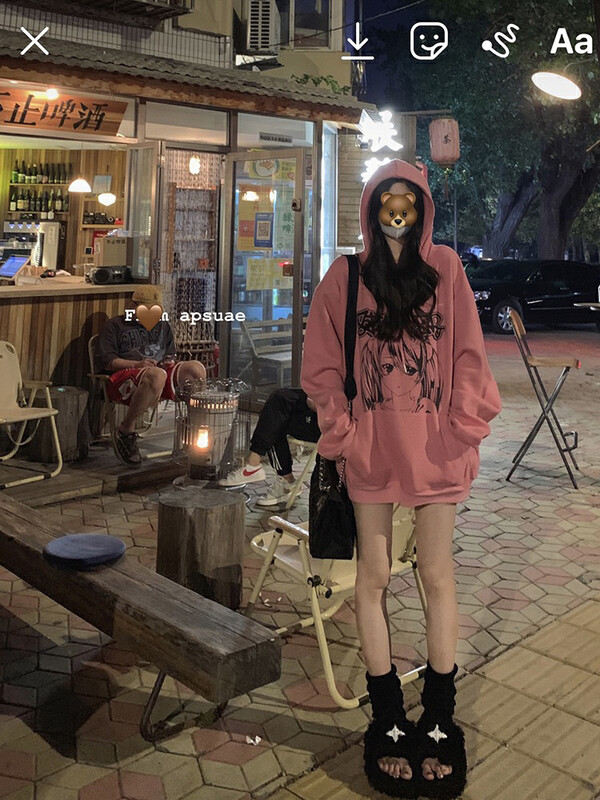 【L.L STUDIO】Korean style loose fleece hooded sweater 78375# PCZ