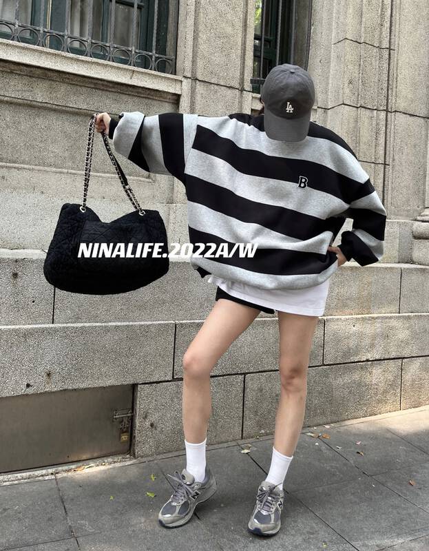 【NINA LIFE】Korean Loose Striped Sweater 6522# ZXL