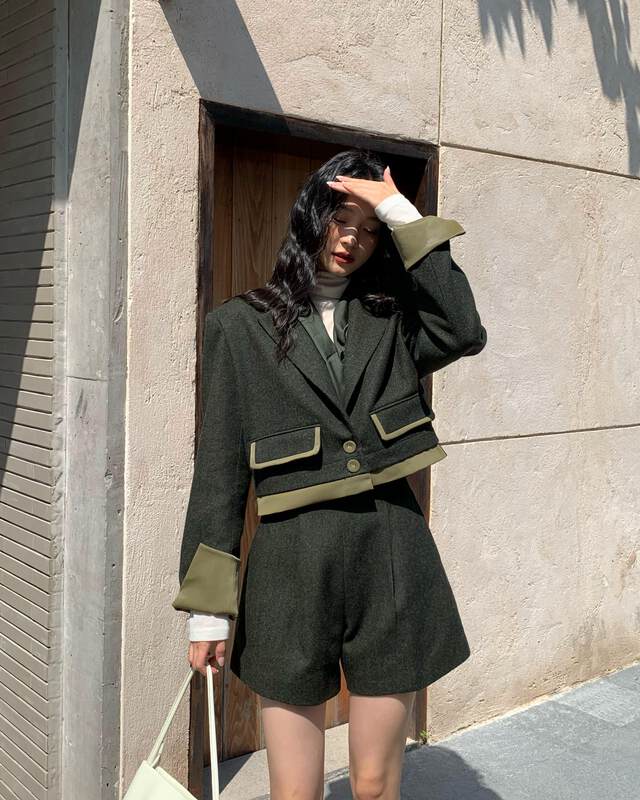 【NEIHE】Korean version of casual all-match cashmere 3 wide-leg shorts casual shorts 88169# JHY