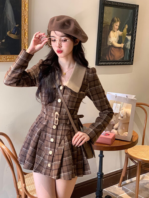 【L.L STUDIO】Retro Elegant Small Fragrance Dress (with Belt) 78393# PCZ