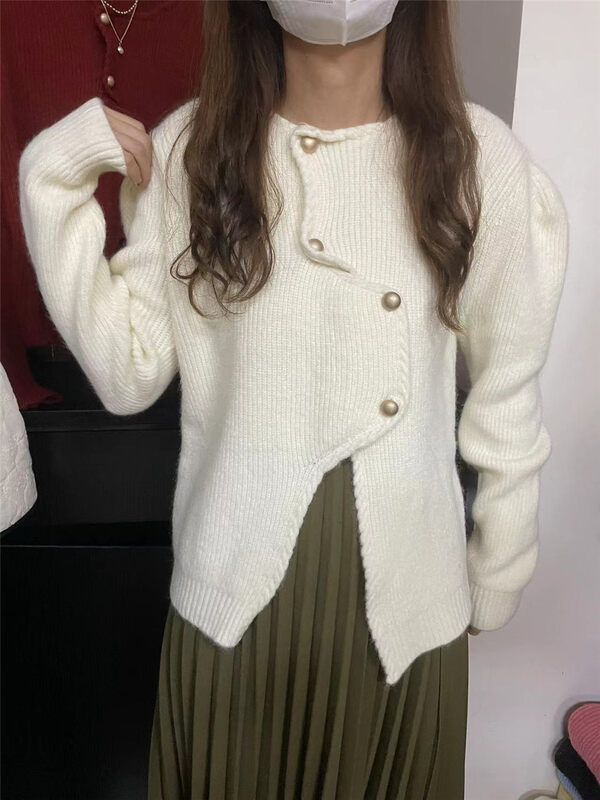 【SUSAN】Irregular Double Breasted Versatile Knit Cardigan 82578# LSW