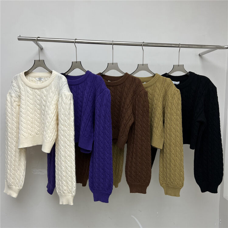 【OPEN】Round Neck Solid Color Knit Warm Sweater 7293# OZQ