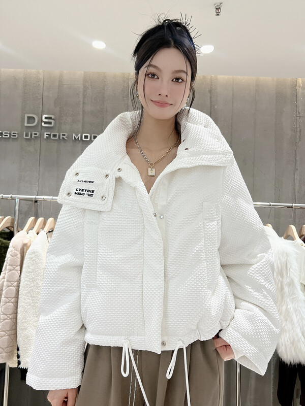 [DS] Tube about solid color loose stand-up collar warm down jacket (including 90% white duck down) 99309# JHY