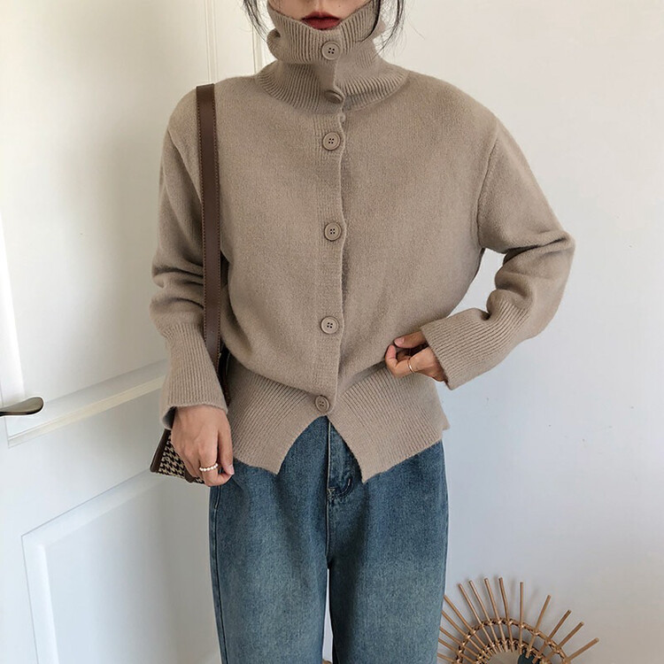 [Y.JIA Yijia] Temperament and thin turtleneck single-breasted sweater YS1-838