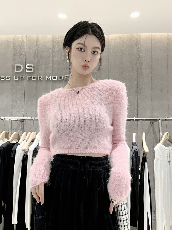 New in autumn! [DS] Versatile round neck pullover mohair small high waist warm sweater M-6465D# JHY