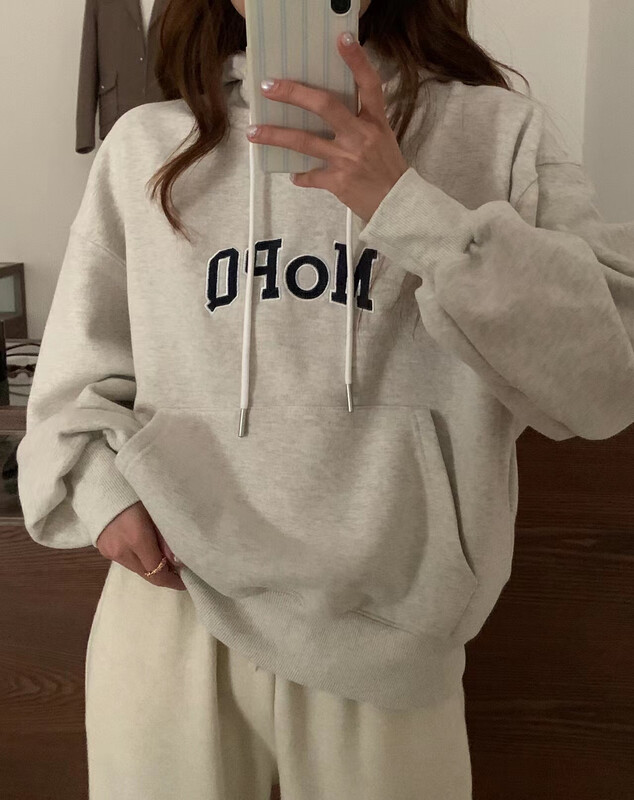 [LOVELY/SHMILY] velvet thickened Korean casual simple letter hooded sweater sweater Z1686