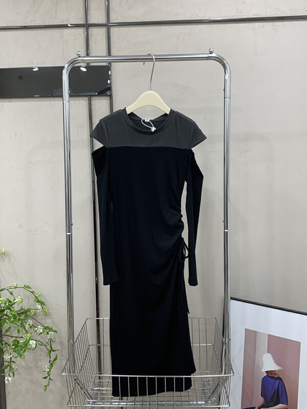 【VICTORY.2】Contrast color strapless drawstring dress V130# WPL