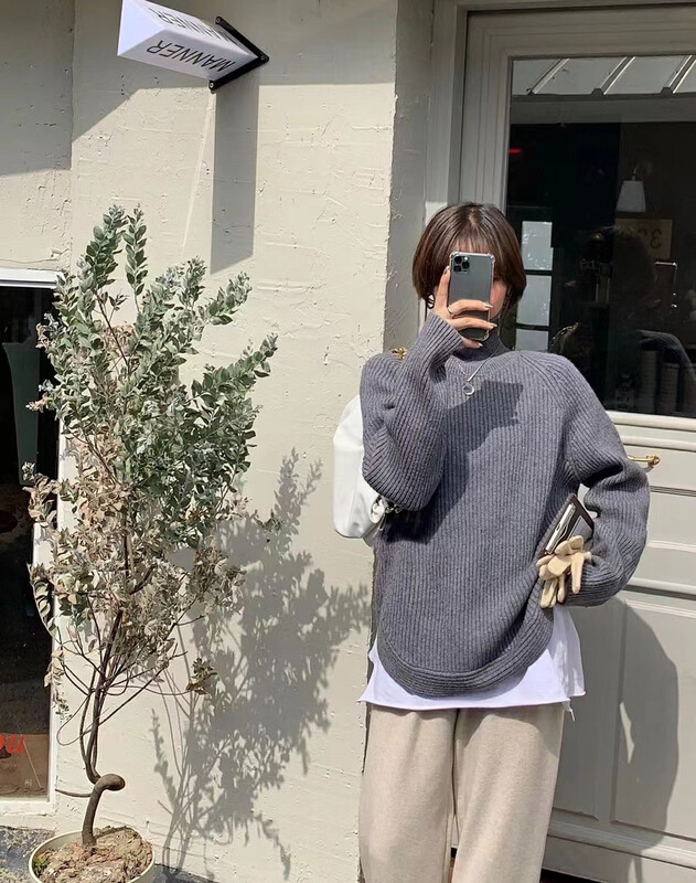[Y.JIA Ijia] Korean gentle high-neck design niche knitted sweater 870