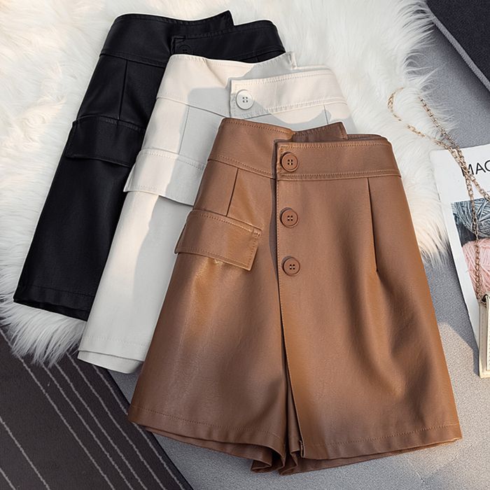 Skirt women's 2022 autumn new short skirt temperament high waist thin skirt irregular shorts fashion leather hakama