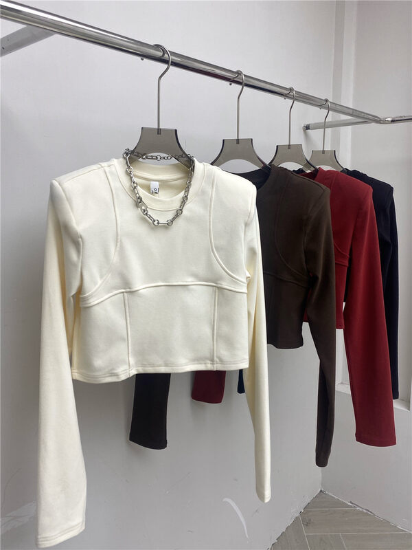 【OPEN】Round Neck Solid Color Bottoming Long Sleeve T-Shirt 5232# OZQ