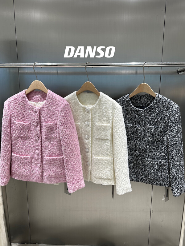 【DS】Small Fragrance Round Neck Solid Color Short Jacket 57044D# JHY