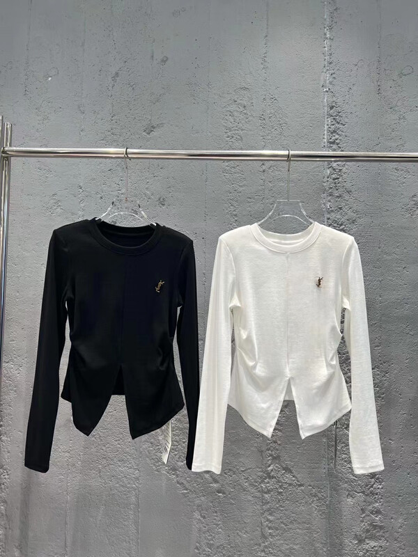【DS】Fashionable round neck slit long-sleeved T-shirt 28693# JHY