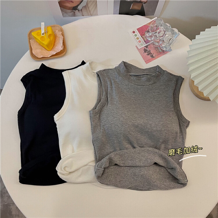 【Blue Show】Cotton one-piece high-neck fleece vest/sling 7628# LSW