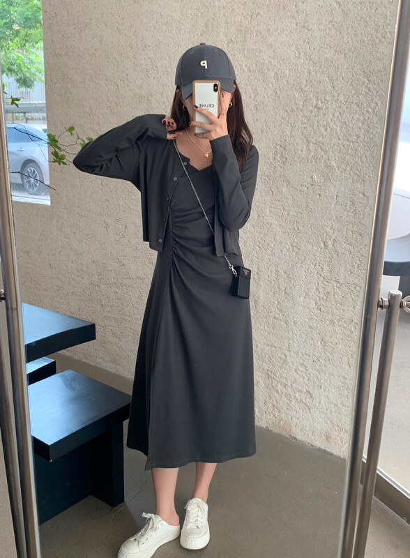 New in early autumn! [VICTORY.2] Korean fashion shirt + pleated suspender dress suit v23# WPL