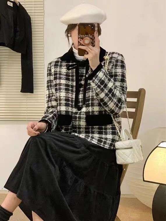 【SUSAN】Korean style small lapel plaid warm padded jacket 82172# LSW