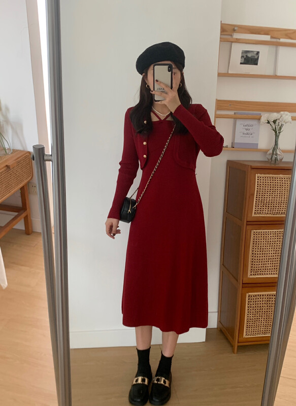 【VICTORY.2】Xiaoxiang halter neck fake two-piece dress 147# WPL