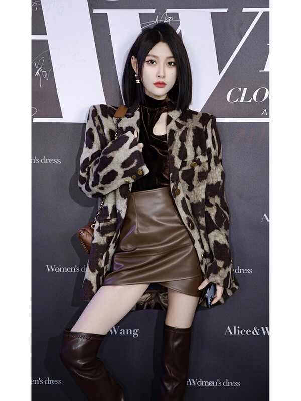 【L.L STUDIO】High-quality retro street leopard print quilted wool suit 78411# PCZ