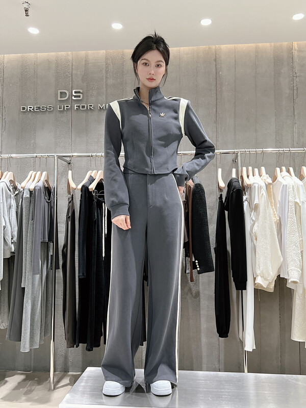 Autumn is new! [DS] Advanced Contrast Color Matching Waist Jacket + Contrast Color Stripe High Waist Wide Leg Pants Suit 63102D# JHY