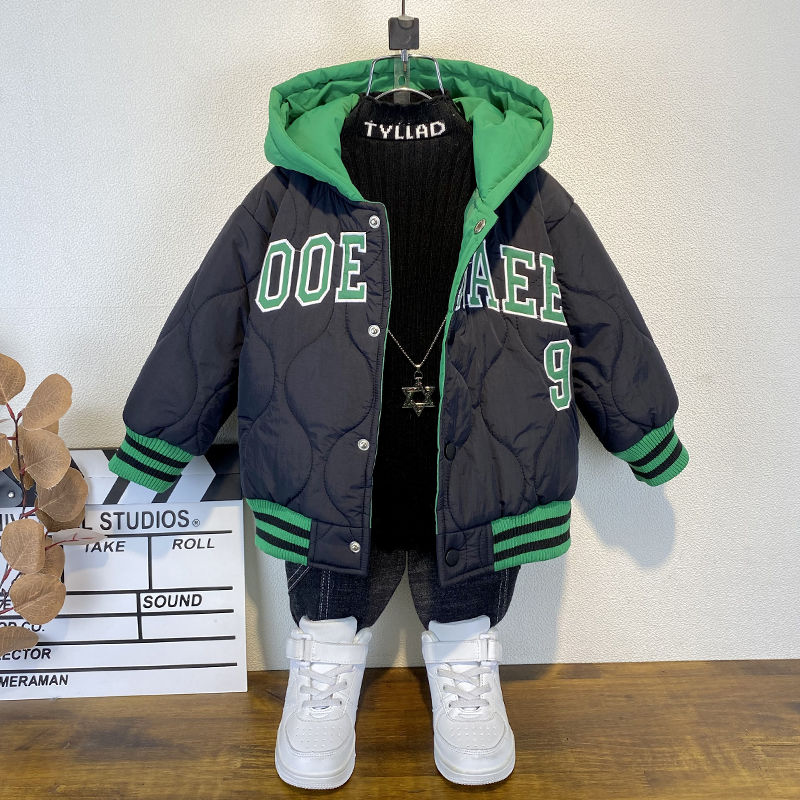 Boys autumn and winter quilted jacket 2022 new handsome children's winter clothes thickened jacket baby fashionable Korean style top
