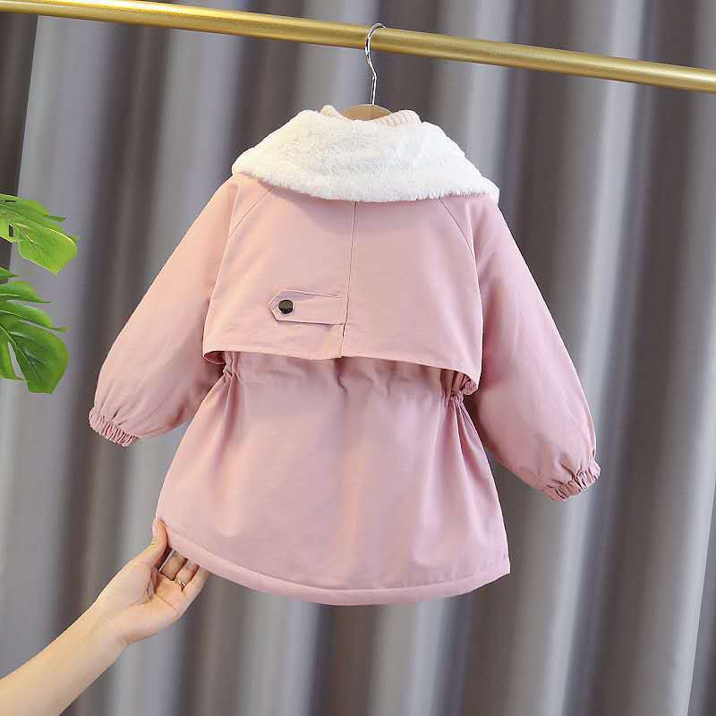 Girls' pie overcomes autumn and winter cotton-padded clothes new 2022 foreign style children's cotton-padded clothes in winter plus velvet thick coat padded jacket