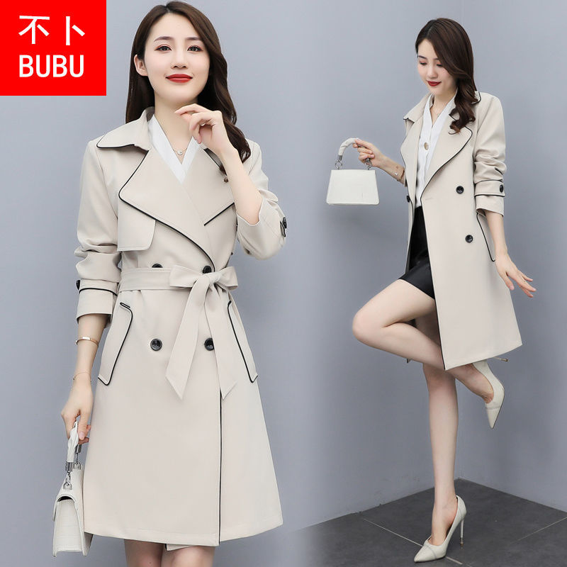 [With lining] Coat women's medium and long style 2022 spring and autumn new Korean version fashionable waist and thin high-end windbreaker