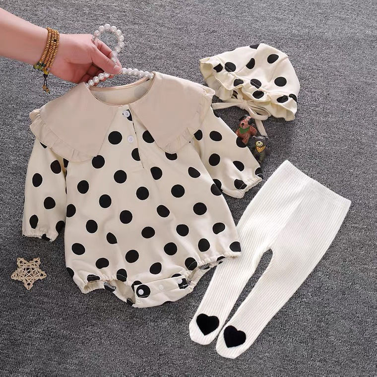 Baby girl spring clothes 100-day wrap clothes newborn full moon baby clothes princess rompers Western style one-year-old spring and autumn suit