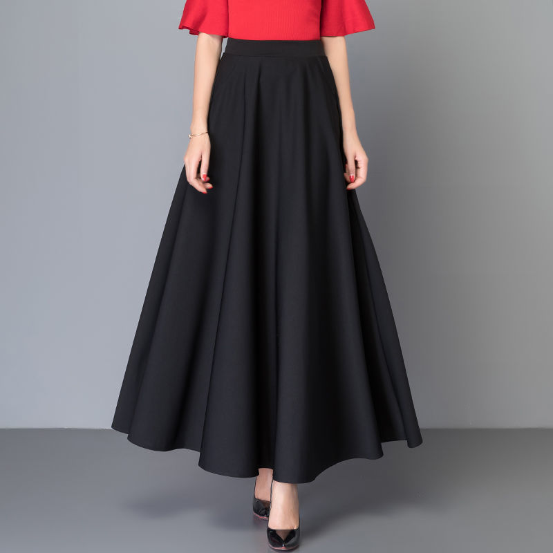 Half-length long skirt, large swing skirt, elastic waist, A-line skirt, high waist and thin all-match large size ladies four seasons dancing long skirt
