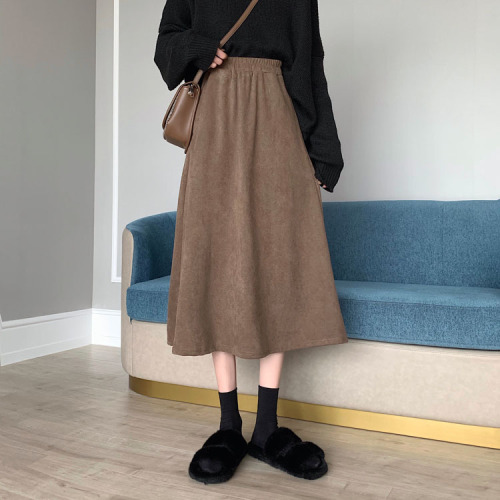 Real price real price autumn and winter new Korean version of the texture skirt mid-length high waist A-line skirt umbrella skirt female