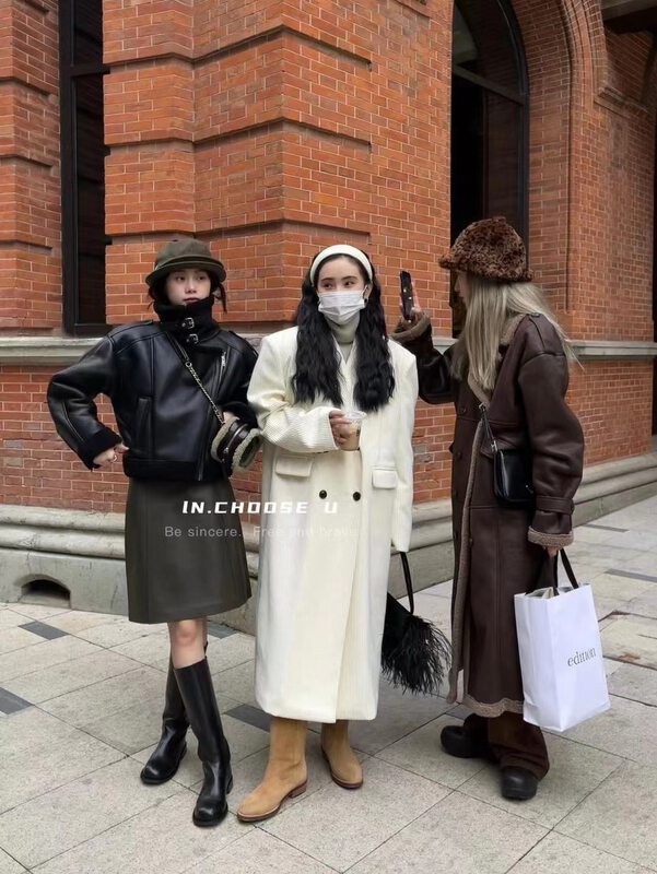 【IN.CHOOSE U】Double-breasted quilted corduroy long coat 66377# CQW