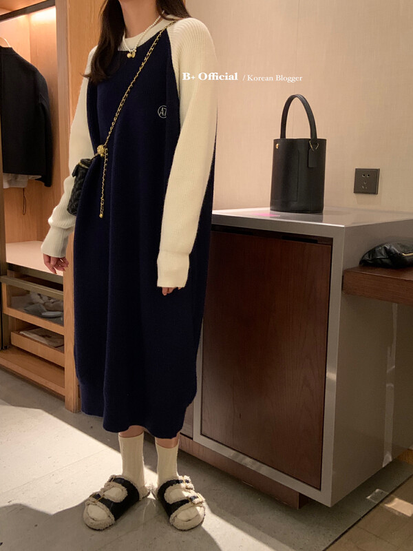 【B plus】Korean style simple lazy casual thickened dress 22-8637-2
