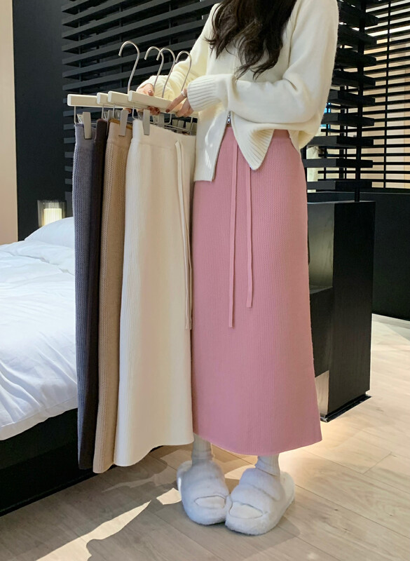 [Timely Rain] Korean style ins plus velvet thickened one-piece velvet knitted skirt C1018# WPL