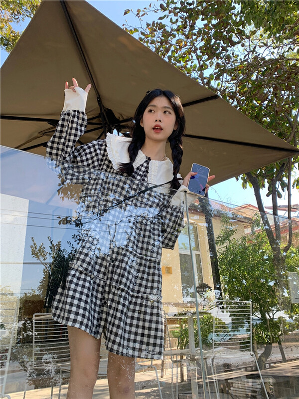 [Timely Rain] Korean style ins retro sweet doll collar dress N2109# WPL