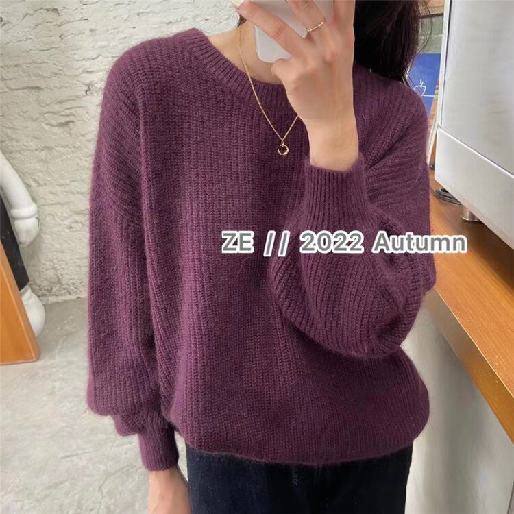 New autumn style! [ZE] solid color round neck loose warm sweater W1207# L