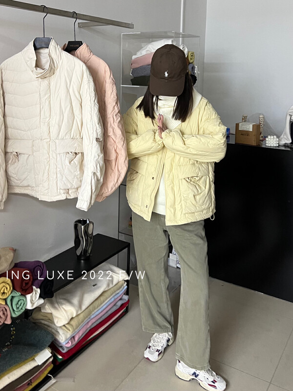 【ING】韓版立領寬鬆顯瘦90白鴨絨羽絨服8388