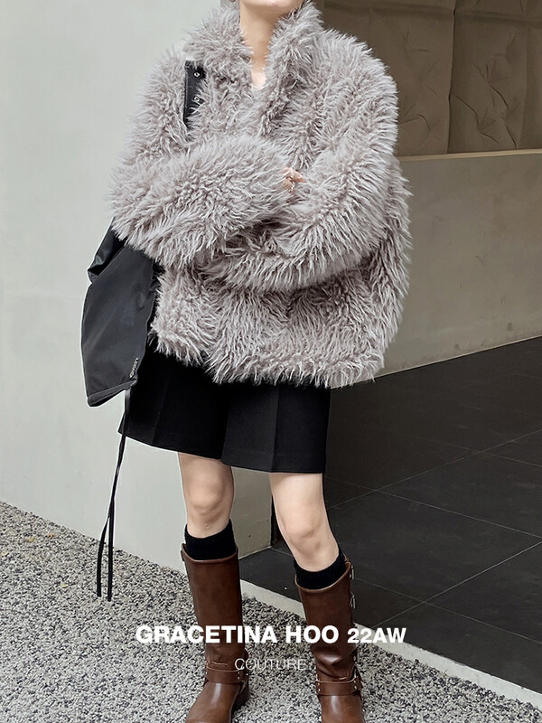 【GRACETINA HOO】Imported Tuscan fluffy beach wool long hair lazy wild fur outer fur environmental protection artificial fur WT5110