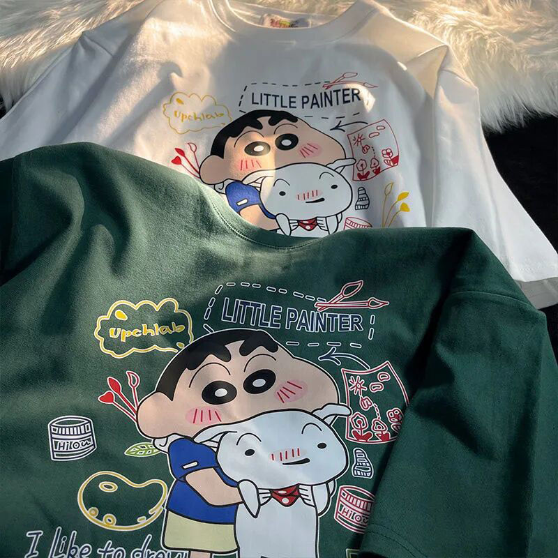 Japanese Crayon Shin-chan T-shirt short-sleeved male and female students summer loose wild ins trend half-sleeved T-shirt couple outfit
