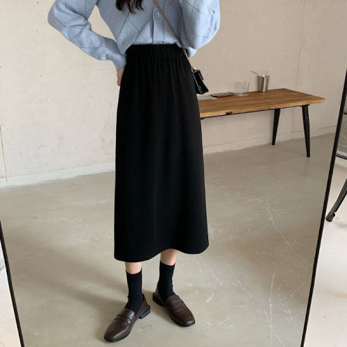 Real price ~ 2022 winter new knitted Korean style loose high waist mid-length A-line skirt female skirt