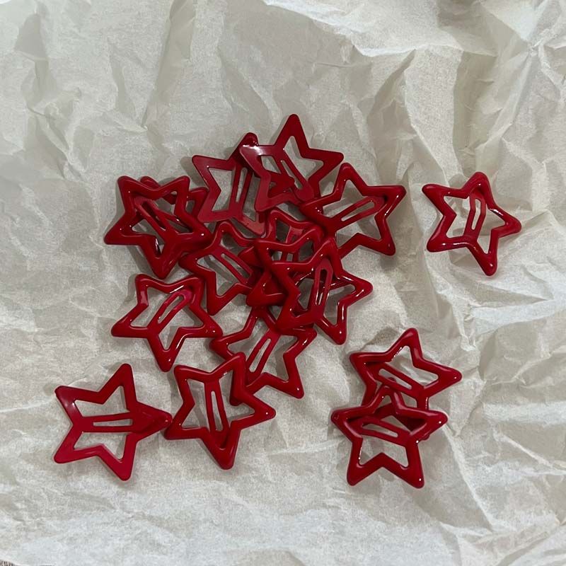 Ins star New Year red pair clip five-pointed star bb clip card broken hair girl hair clip princess bangs clip hair card side clip