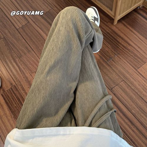 Bark pleated casual pants men's spring and autumn straight wide-leg pants trendy brand ins trendy all-match drape floor mopping pants men