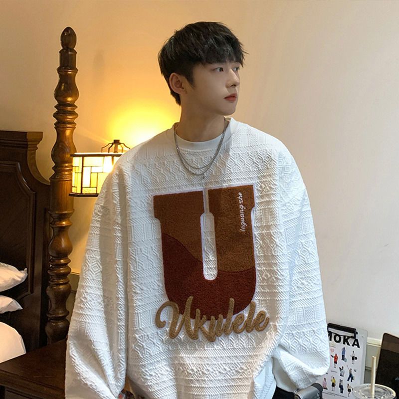 Capless round neck sweater men's autumn tide ins loose American style tide brand couple models 2022 new trend top autumn