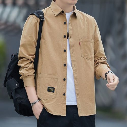 2022 new high-end non-ironing loose shirt men's long-sleeved casual tooling shirt spring and autumn coat men's fashion