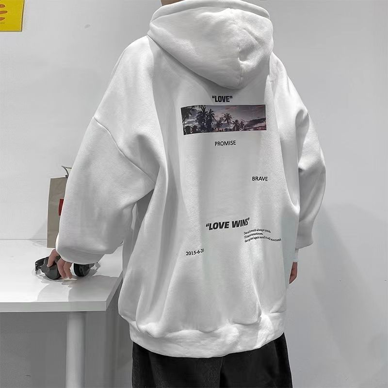 Hong Kong style thin section hooded sweater men's loose trendy autumn and winter minority American trendy brand all-match student couple jacket