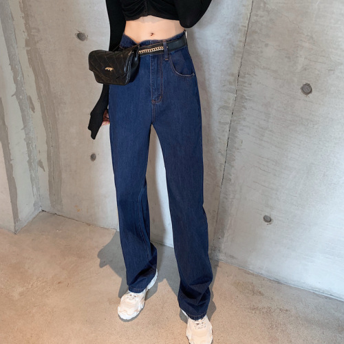 Real price! Retro High Waist loose straight jeans spring and autumn show thin wide leg pants floor pants